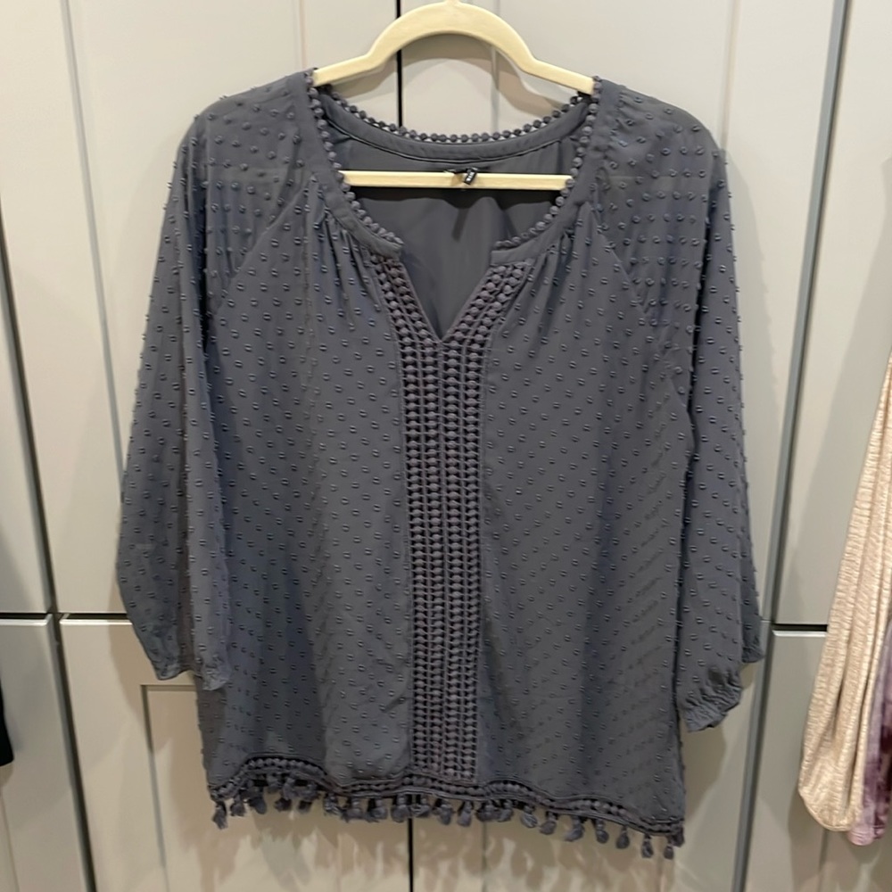 NIC & ZOE gray lined blouse